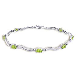 ALARRI 2.01 Carat 14K Solid White Gold Tennis Bracelet Diamond Peridot