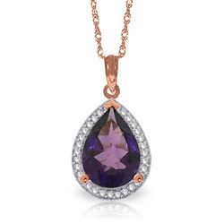 ALARRI 3.41 Carat 14K Solid Rose Gold Necklace Natural Diamond Amethyst