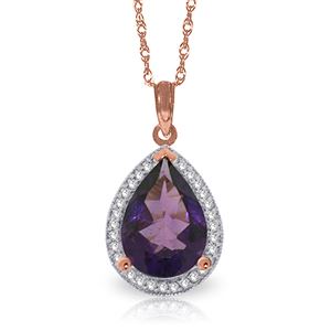 ALARRI 3.41 Carat 14K Solid Rose Gold Necklace Natural Diamond Amethyst