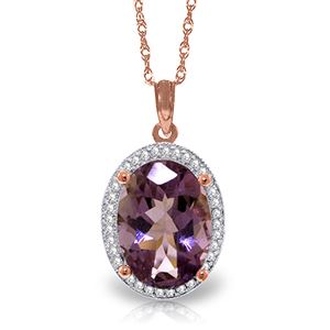 ALARRI 5.28 CTW 14K Solid Rose Gold Loren Amethyst Diamond Necklace