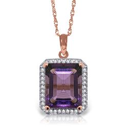 ALARRI 5.8 Carat 14K Solid Rose Gold Isabella Amethyst Diamond Necklace