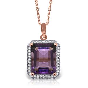 ALARRI 5.8 Carat 14K Solid Rose Gold Isabella Amethyst Diamond Necklace