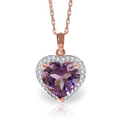 ALARRI 3.24 Carat 14K Solid Rose Gold Elizabeth Amethyst Diamond Necklace