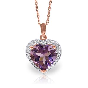ALARRI 3.24 Carat 14K Solid Rose Gold Elizabeth Amethyst Diamond Necklace