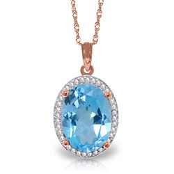 ALARRI 7.58 CTW 14K Solid Rose Gold Loren Blue Topaz Diamond Necklace