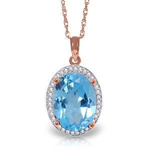 ALARRI 7.58 CTW 14K Solid Rose Gold Loren Blue Topaz Diamond Necklace