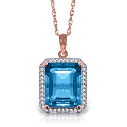 ALARRI 7.8 Carat 14K Solid Rose Gold Isabella Blue Topaz Diamond Necklace