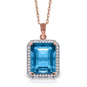 ALARRI 7.8 Carat 14K Solid Rose Gold Isabella Blue Topaz Diamond Necklace