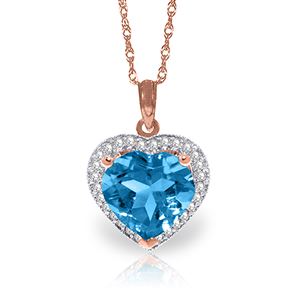 ALARRI 6.44 Carat 14K Solid Rose Gold Elizabeth Blue Topaz Diamond Necklace