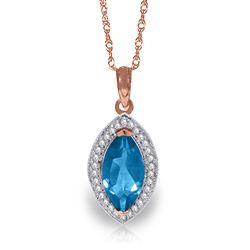 ALARRI 2.4 CTW 14K Solid Rose Gold Hayworth Blue Topaz Diamond Necklace