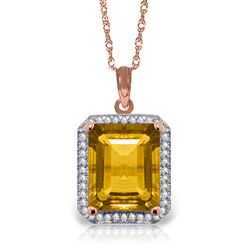 ALARRI 5.4 Carat 14K Solid Rose Gold Isabella Citrine Diamond Necklace