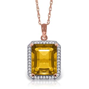 ALARRI 5.4 Carat 14K Solid Rose Gold Isabella Citrine Diamond Necklace
