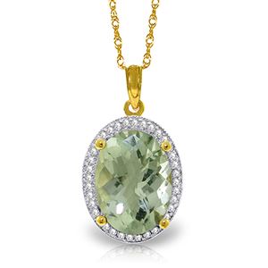 ALARRI 5.08 Carat 14K Solid Gold Loren Green Amethystsyt Diamond Necklace