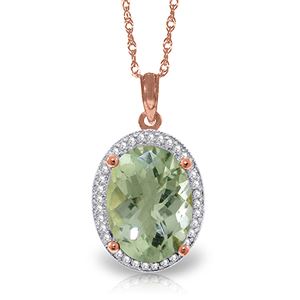 ALARRI 5.08 CTW 14K Solid Rose Gold Loren Green Amethyst Diamond Necklace