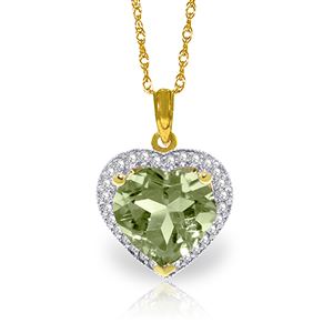 ALARRI 3.39 CTW 14K Solid Gold Elizabeth Green Amethystsyt Diamond Necklace