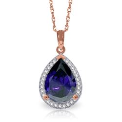 ALARRI 5.26 CTW 14K Solid Rose Gold Necklace Natural Diamond Sapphire