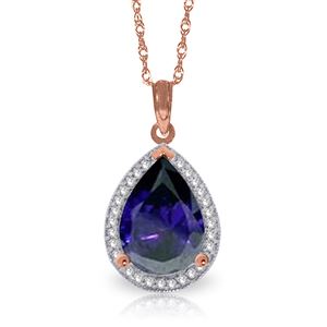 ALARRI 5.26 CTW 14K Solid Rose Gold Necklace Natural Diamond Sapphire