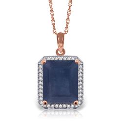 ALARRI 6.6 Carat 14K Solid Rose Gold Necklace Natural Diamond Sapphire