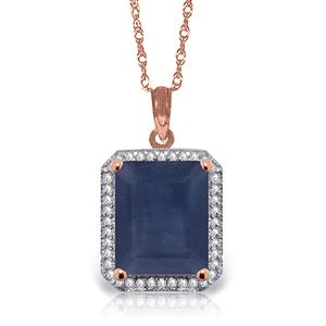 ALARRI 6.6 Carat 14K Solid Rose Gold Necklace Natural Diamond Sapphire