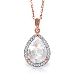 ALARRI 5.61 CTW 14K Solid Rose Gold Necklace Natural Diamond White Topaz