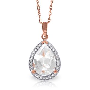 ALARRI 5.61 CTW 14K Solid Rose Gold Necklace Natural Diamond White Topaz