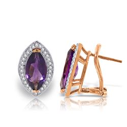 ALARRI 3.6 Carat 14K Solid Rose Gold Marquis Amethyst Diamond Earrings