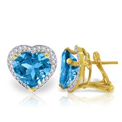 ALARRI 12.88 Carat 14K Solid Gold Elizabeth Blue Topaz Diamond Earrings