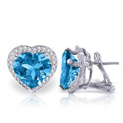 ALARRI 12.88 CTW 14K Solid White Gold Tangible Blue Topaz Diamond Earrings
