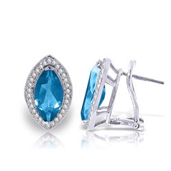 ALARRI 4.8 CTW 14K Solid White Gold Sharing Blue Topaz Diamond Earrings