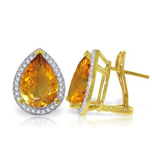 ALARRI 7.32 Carat 14K Solid Gold French Clips Earrings Diamond Citrine