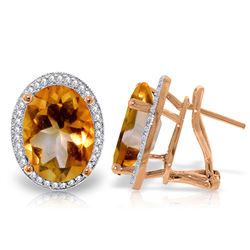 ALARRI 9.76 CTW 14K Solid Rose Gold Oval Citrine Diamond Earrings