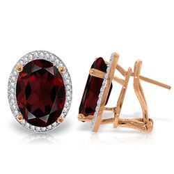 ALARRI 12.46 Carat 14K Solid Rose Gold Oval Garnet Diamond Earrings