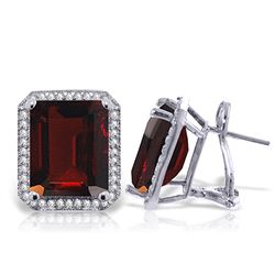 ALARRI 15.4 Carat 14K Solid White Gold No Remedies Garnet Diamond Earrings