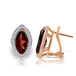 ALARRI 4.3 CTW 14K Solid Rose Gold Marquis Garnet Diamond Earrings