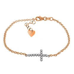 ALARRI 0.18 Carat 14K Solid Rose Gold Cross Bracelet Natural Diamond