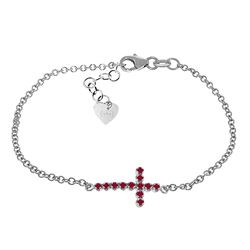 ALARRI 0.3 Carat 14K Solid White Gold Cross Bracelet Natural Ruby