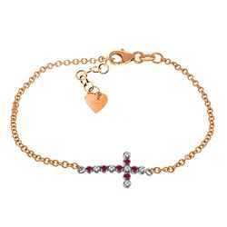 ALARRI 0.24 CTW 14K Solid Rose Gold Cross Bracelet Diamond Ruby