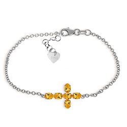 ALARRI 1.7 Carat 14K Solid White Gold Cross Bracelet Natural Citrine