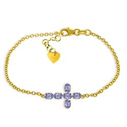 ALARRI 1.7 CTW 14K Solid Gold Cross Bracelet Natural Tanzanite