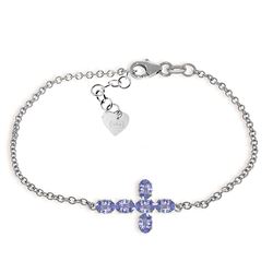 ALARRI 1.7 CTW 14K Solid White Gold Cross Bracelet Natural Tanzanite