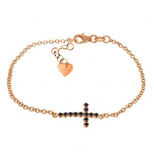 ALARRI 0.3 CTW 14K Solid Rose Gold Cross Bracelet Round Sapphire