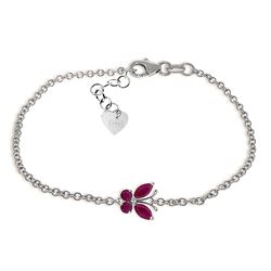 ALARRI 0.6 Carat 14K Solid White Gold Butterfly Bracelet Ruby