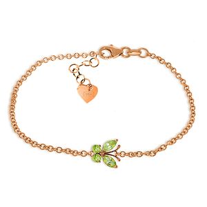 ALARRI 0.6 Carat 14K Solid Rose Gold Butterfly Bracelet Peridot