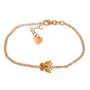 ALARRI 0.6 Carat 14K Solid Rose Gold Butterfly Bracelet Citrine