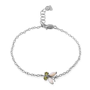 ALARRI 0.6 Carat 14K Solid White Gold Gem Of An Experience Opal Peridot Bracelet