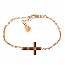ALARRI 1.15 CTW 14K Solid Rose Gold Cross Baguette Garnet Bracelet