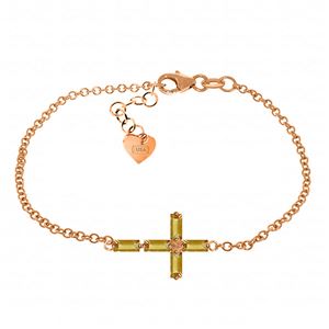 ALARRI 1.15 Carat 14K Solid Rose Gold Cross Bracelet Natural Citrine