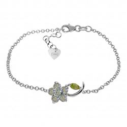 ALARRI 0.87 Carat 14K Solid White Gold Flower Bracelet Aquamarine Peridot