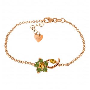ALARRI 0.87 Carat 14K Solid Rose Gold Flower Bracelet Citrine Peridot