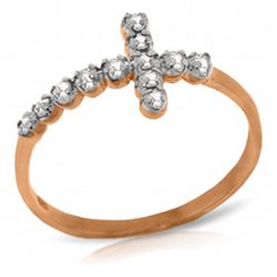 ALARRI 0.18 Carat 14K Solid Rose Gold Cross Ring Natural Diamond